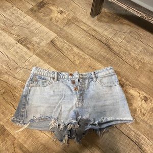 High rise jean shorts, size medium, light wash